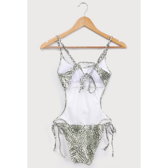 Lulus Olive Green Snake Print One-Piece - Picture 6 of 12
